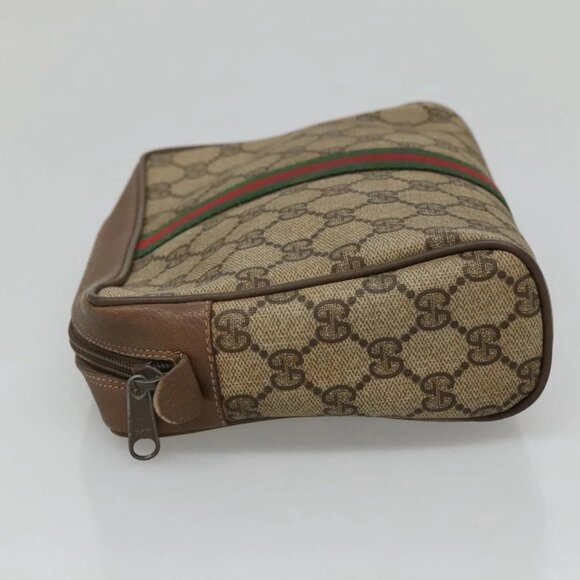 GUCCI GG Supreme Web Sherry Line Bag PVC Beige Brown - Picture 3 of 16
